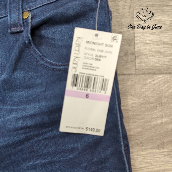 Karen Kane Embroidered Ankle Jeans Size 6 - Picture 2 of 7